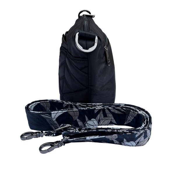 Lug Flare Black Floral Crossbody Bag Removable Strap Cargo‎ Pockets Card Slots - Picture 2 of 7